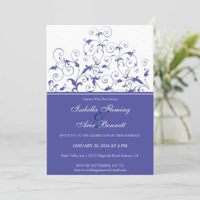 Romantic Floral Wedding Invitation (Standing Front)