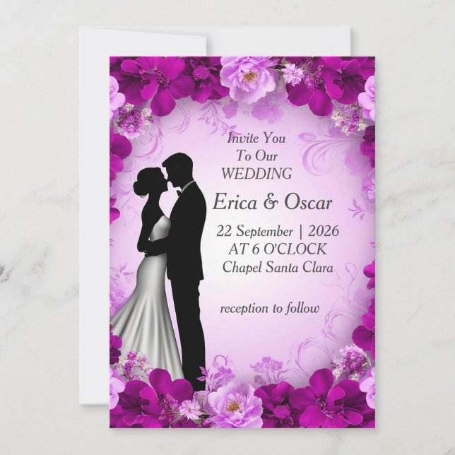 Romantic Floral Wedding Invitation (Front)