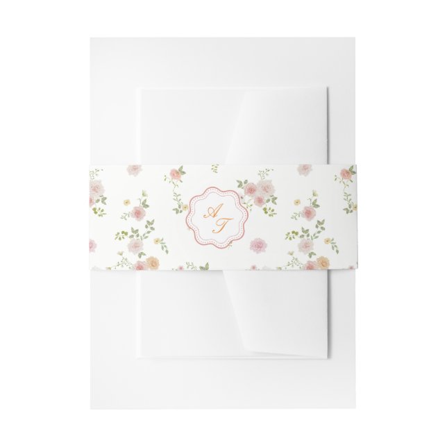 Romantic Floral Wedding Invitation Belly Band (Front Example)