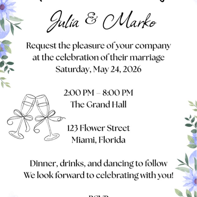 Romantic Floral Wedding Invitation Template Poster (Creator Uploaded)