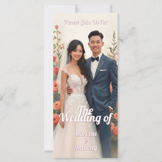 Romantic floral wedding invitation vintage style