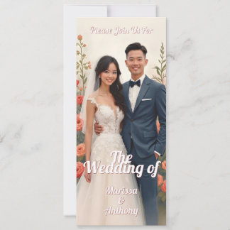 Romantic floral wedding invitation vintage style