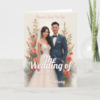 Romantic floral wedding invitation vintage style