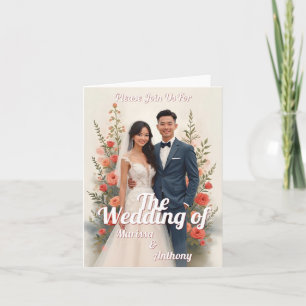 Romantic floral wedding invitation vintage style