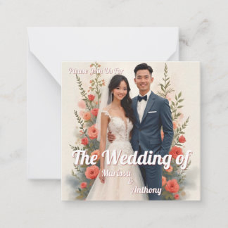 Romantic floral wedding invitation vintage style