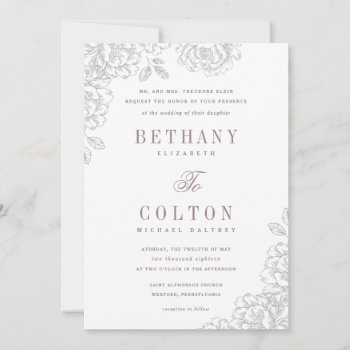 Romantic Floral Wedding Invitation | White by blush_printables at Zazzle