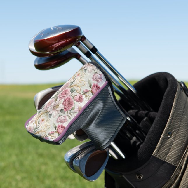 Romantic Floral Wedding Patterns Golf Head Cover (In Situ)