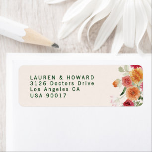 romantic floral Wedding Return Address Label