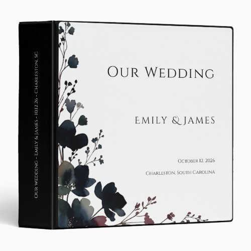 Romantic Floral Wedding Soft Elegant 3 Ring Binder