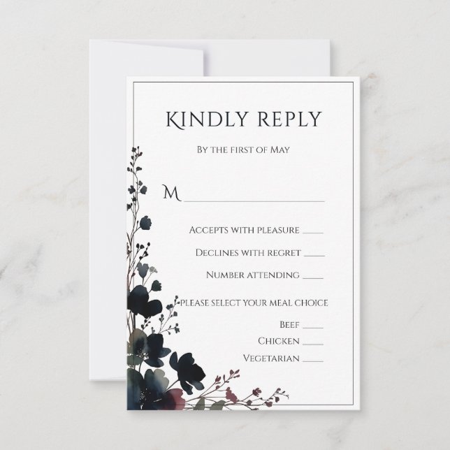 Romantic Floral Wedding Soft Elegant RSVP Card (Front)