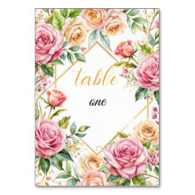 Romantic Floral Wedding Table Number