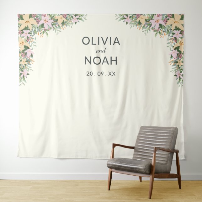 Romantic floral wedding tapestry (In Situ (Horizontal))