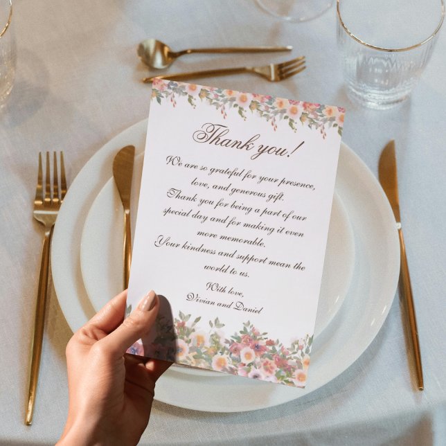 Romantic Floral Wedding Thank You Card (Creator Uploaded)