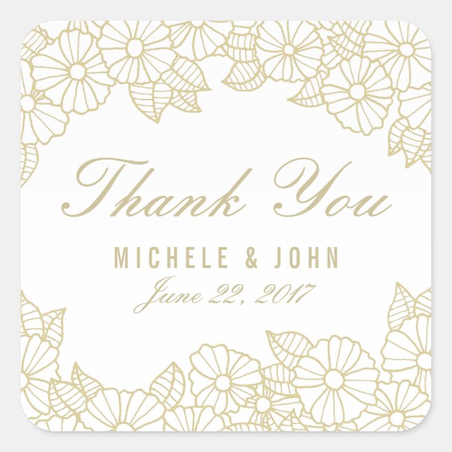 Romantic Floral Wedding Thank You Favors Stickers (Front)