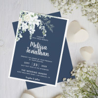 Romantic floral white gentle flowers blue wedding