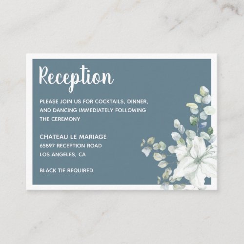 Romantic floral white gentle flowers grey wedding enclosure card
