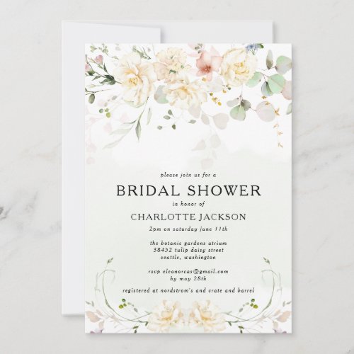 Romantic Floral Wildflower Garden Bridal Shower  Invitation