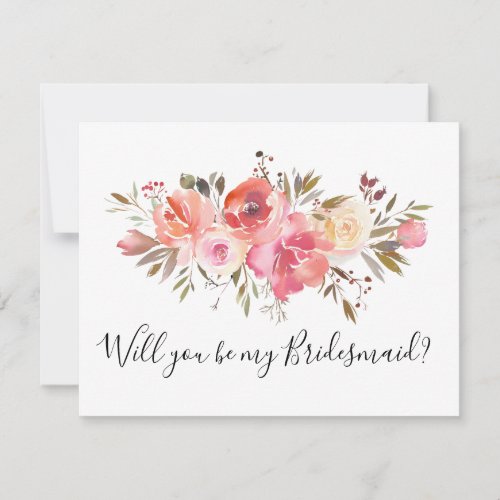 Romantic Floral Will You Be My Bridesmaid Card