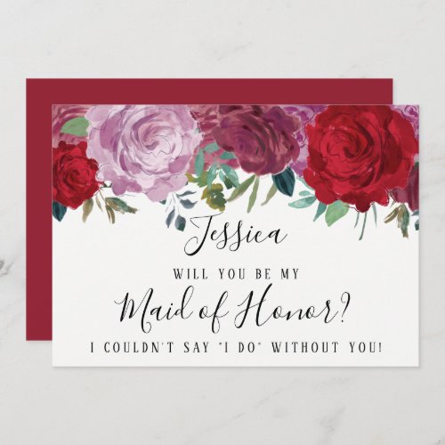Romantic Floral Will You Be My Maid Of Honor Invitation