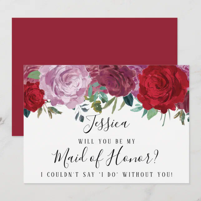 Romantic Floral Will You Be My Maid Of Honor? Invitation Zazzle