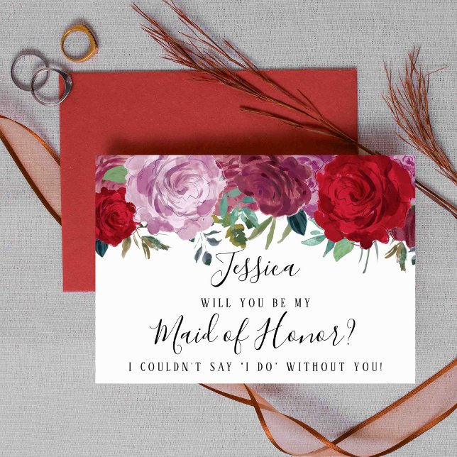Romantic Floral Will You Be My Maid Of Honor? Invitation (Creator Uploaded)
