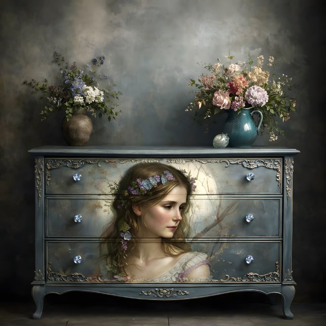 Romantic Floral Woman Portrait Decoupage Tissue Paper (Romantic Floral Woman Portrait Decoupage Tissue Paper)