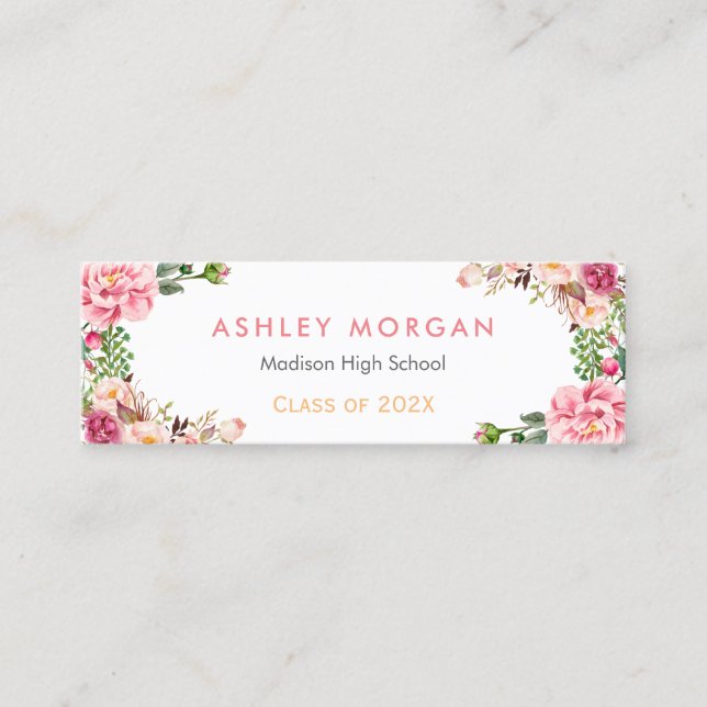 Romantic Floral Wrapped Graduation Insert Card (Front)