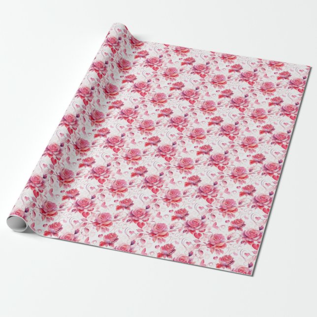Romantic Floral Wrapping Paper (Unrolled)