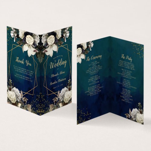 Romantic Floral Wreat Wedding Folded Program Card