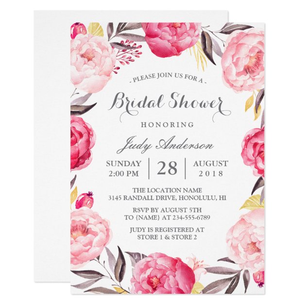 Romantic Floral Wreath Botanical Bridal Shower Invitation