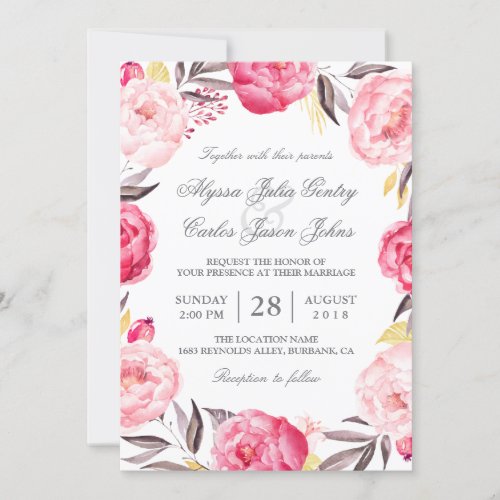 Romantic Floral Wreath Botanical Formal Wedding Card