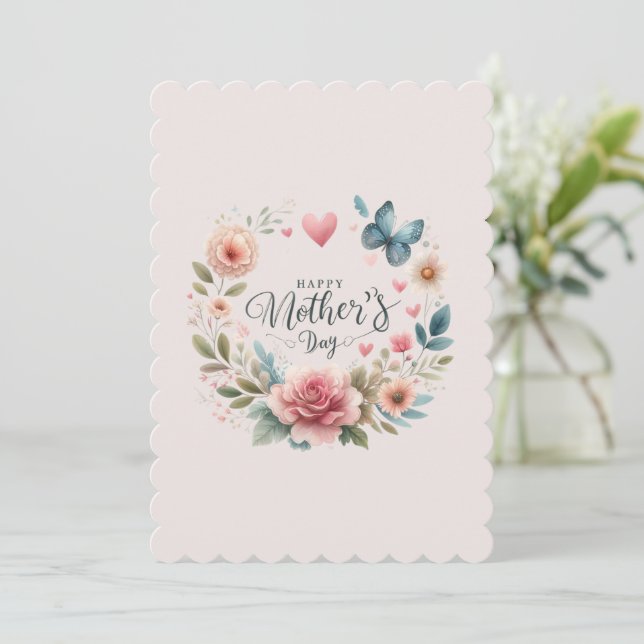 Romantic Floral Wreath Happy Mother's Day  (Standing Front)