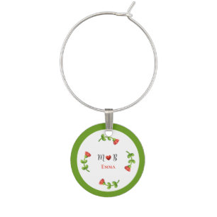 Romantic Floral Wreath - Initials and Guest Name Wine Charm