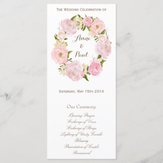 Romantic floral wreath monogram program