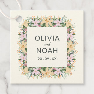Romantic floral wreath wedding favor tags