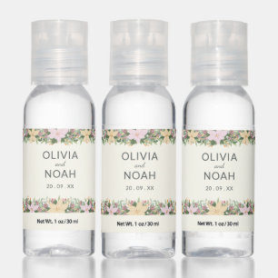 Romantic floral wreath wedding hand sanitizer