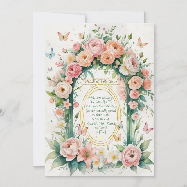 "Romantic Floral Wreath Wedding Invitation" Invitation (Front)