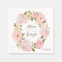 Romantic Floral Wreath Wedding Napkin