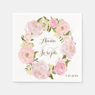 Paper Napkins Zazzle Fl Wreath Wedding Napkin