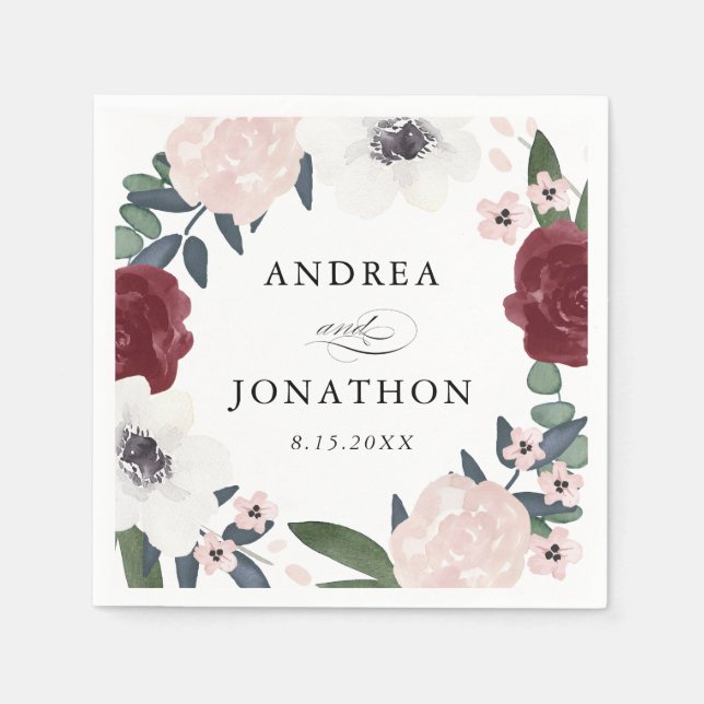 Romantic Florals Beverage Napkins (Front)