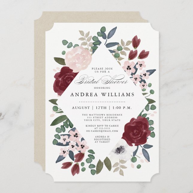 Romantic Florals Bridal Shower Invitation (Front/Back)