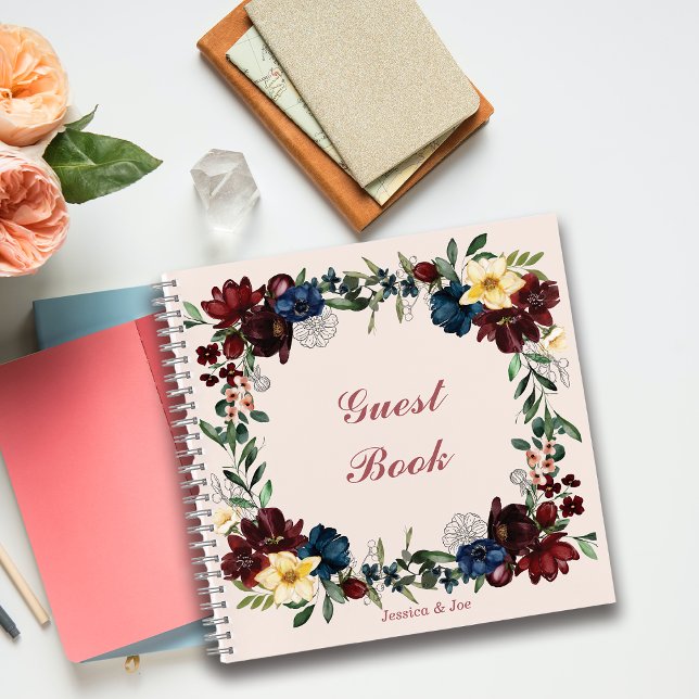 Romantic Florals Customize Personalize Guest Book (Creator Uploaded)