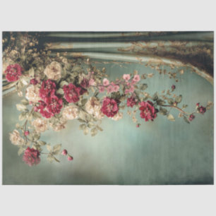 Romantic Florals & Drape, Crimson & Sage Green Tissue Paper