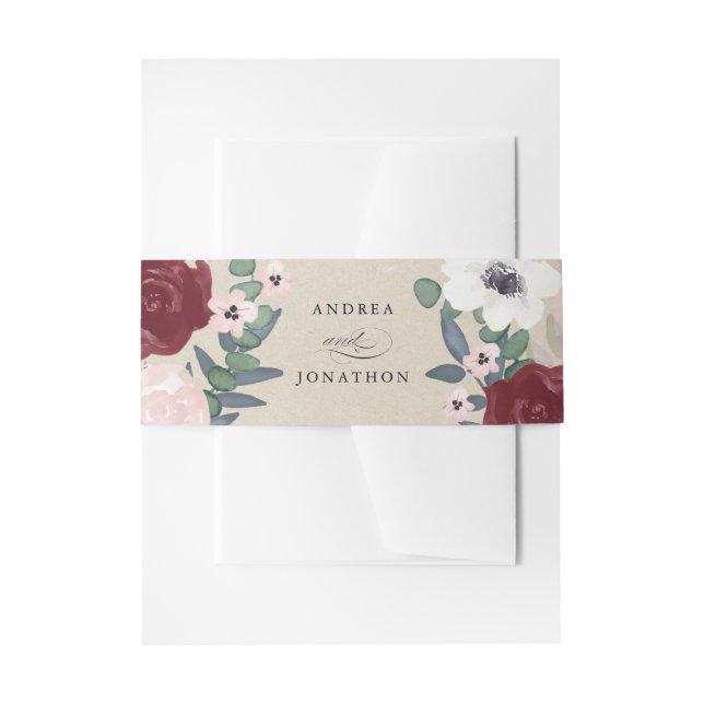 Romantic Florals Invitation Belly Band (Front Example)
