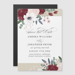 Romantic Florals, magnetic save the date Magnetic Invitation