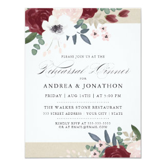 Romantic Florals Rehearsal dinner invite