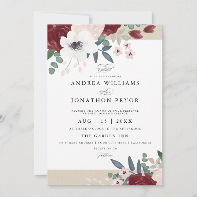 Romantic Florals Wedding Invitation (Front)
