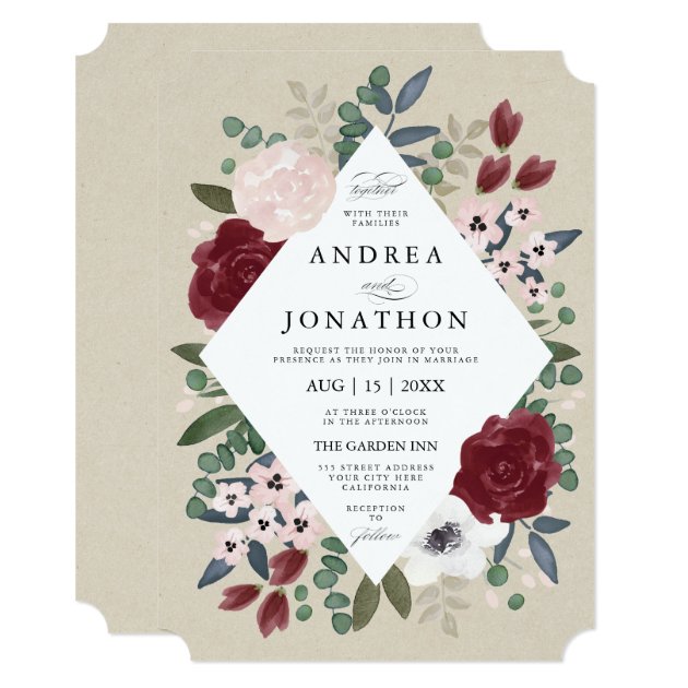 Romantic Florals Wedding Invitation