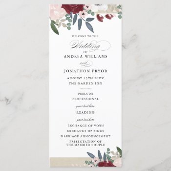 Romantic Florals Wedding Program by Whimzy_Designs at Zazzle