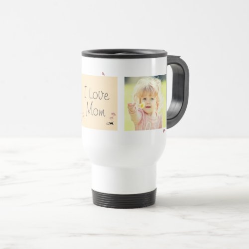 Romantic Flower and Family Photo Mothers Day   Travel Mug